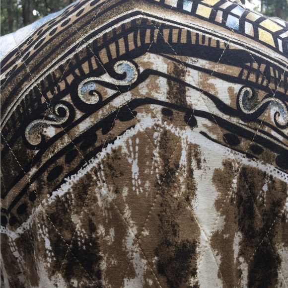 Morgan Cole gold/blue tie dye cream,embroidered collarless quilted jacket - Picture 5 of 11